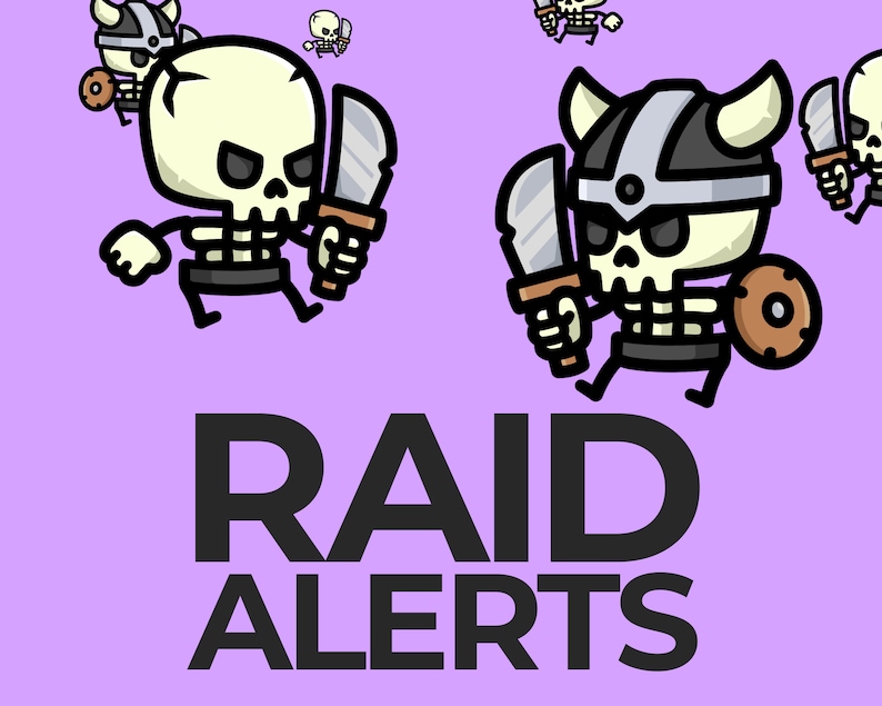 Tiny Skeletons Raid Alerts for Twitch Streamers, Chibi Cute Skull ...