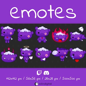 Zombie Teddy Bear Emotes, 10x Kawaii Cute Spooky Halloween Emotes For Twitch Streamers and Discord Servers