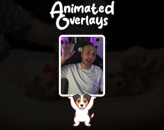 Heavy Lifting Dog Camera Overlay | Animated Webcam Border | Funny Puppy OBS Streamlabs Overlay | Canine Twitch YouTube Kick Camera Frame