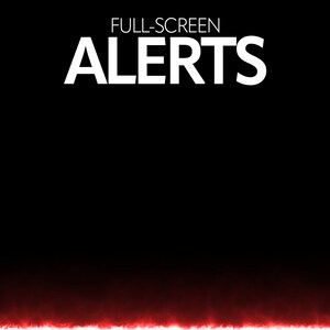 Puede incluir: Un fondo negro con el texto "FULL-SCREEN ALERTS" en blanco. Una línea roja incandescente aparece en la parte inferior de la imagen.