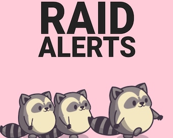 Raccoons Raid Alerts, Cute Chibi Host Kawaii Trash Cat Funny Animal Animated Overlay Assets, Twitch YouTube Facebook Kick Streamer & VTubers