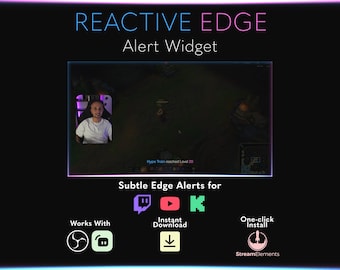 Reactive Edge Animated Stream Alert Widget | Twitch YouTube Kick | StreamElements OBS Overlay
