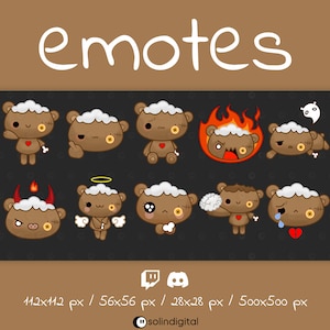 Zombie Teddy Bear Emotes, 10x Kawaii Cute Spooky Halloween Emotes For Twitch Streamers and Discord Servers