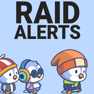 Könnte beinhalten: Drei Cartoon-Pinguine, die verschiedene Hüte und Accessoires tragen. Der Text "RAID ALERTS" befindet sich oben im Bild.