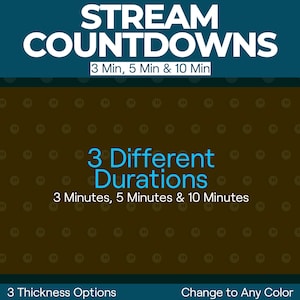Stream Countdown, Loading Border, Stream Starting Timer, 3 5 10 Minutes, Change to Any Color, Twitch YouTube Facebook and Kick