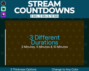 Stream Countdown, Loading Border, Stream Starting Timer, 3 5 10 Minutes, Change to Any Color, Twitch YouTube Facebook and Kick