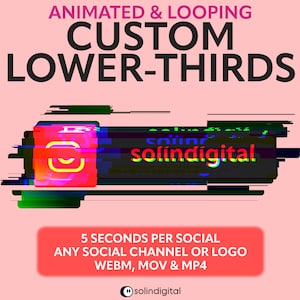 Glitch Custom Social Media Lower Thirds for Twitch, YouTube, Tiktok, Kick, Facebook Streams and Videos, Rotating Socials Widget, Dark