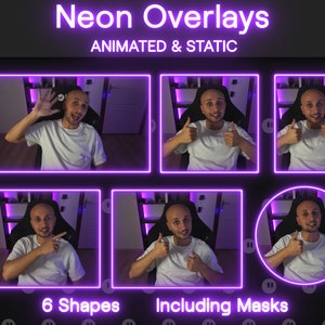 Neon Overlays, Animated and Static Camera Borders for Streaming, Cute Cyberpunk Webcam Frames for Twitch, YouTube, Facebook and Kick