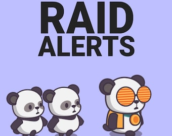 Panda Raid Alerts, Cute Chibi Host Kawaii Bear Funny Animal Animated Overlay Assets, Twitch YouTube Facebook Kick Streamers & VTubers
