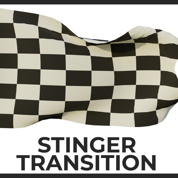 Race Flag Stinger Transition, Checkered Flag Animated Twitch Overlays, Racing Twitch Transitions with Sound for Streamers, Black and White