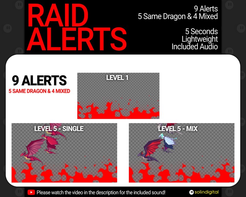 Dragon Raid Alerts for Twitch Streamers, Fire Drake Wyvern Flame ...
