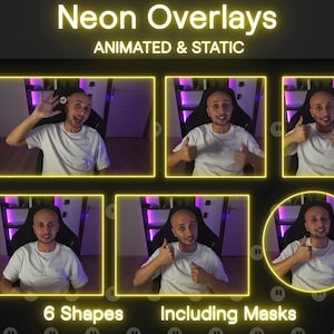 Neon Overlays, animierte und statische Kamera Rahmen für Streaming, niedliche Cyberpunk Webcam Rahmen für Twitch, YouTube, Facebook und Kick