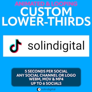 Minimal Bar Custom Social Media Lower Thirds for Twitch, YouTube, Tiktok, Kick, Facebook Streams and Videos, Sleek Rotating Socials Widget