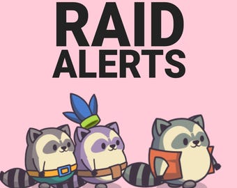 Waschbären Raid Alarme, niedliche Chibi Host Kawaii Trash Cat lustige Tier animierte Overlay Ressourcen, Twitch YouTube Facebook Kick Streamer & VTubers