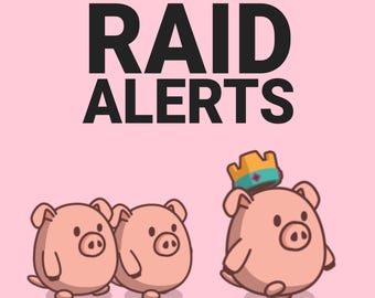 Pigs Raid Alerts, Cute Chibi Host Kawaii Boar Piglet Funny Animal Animated Overlay Assets, Twitch YouTube Facebook Kick Streamer & VTubers