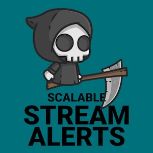 Grim Reaper Scalable Alerts for Twitch Streams, Spooky Halloween Horror Scary Animated Alert Overlay, YouTube Facebook Kick