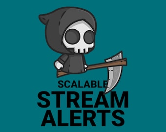Grim Reaper Scalable Alerts for Twitch Streams, Spooky Halloween Horror Scary Animated Alert Overlay, YouTube Facebook Kick
