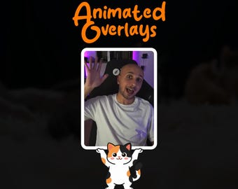 Heavy Lifting Cat Camera Overlay | Animated Webcam Border | Funny Kitty OBS Streamlabs Overlay | Feline Twitch YouTube Kick Camera Frame