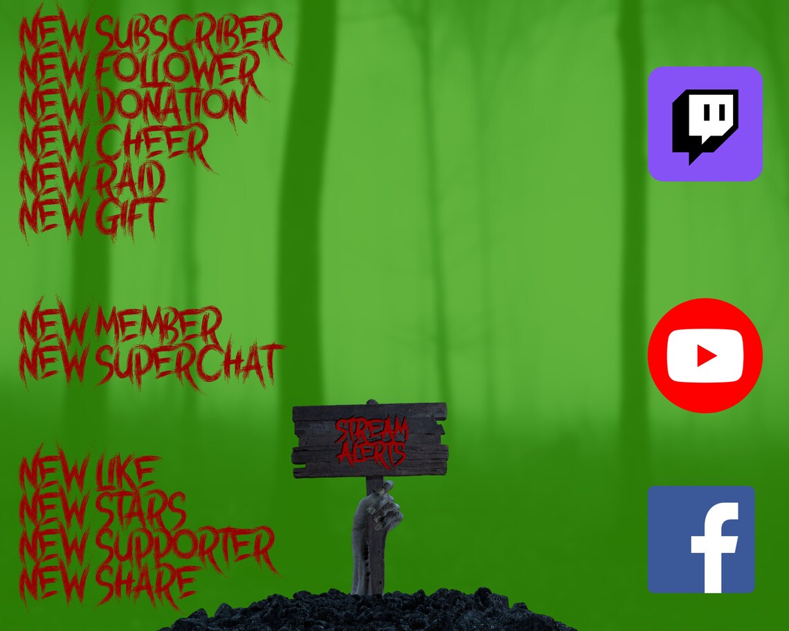 Zombie Alerts for Twitch Streams Spooky Horror Halloween Etsy