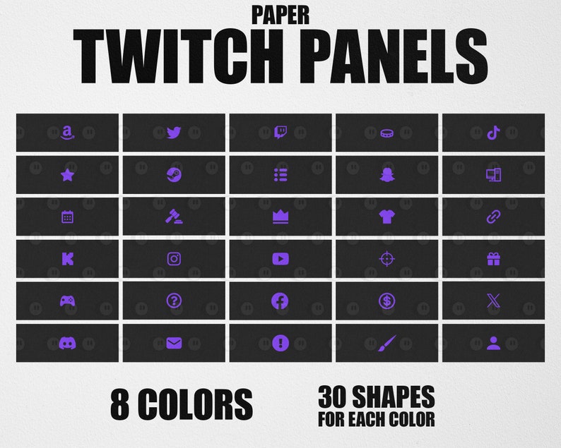Paper Twitch Panels, Minimalist Cute Overlay Designs for Streamers, 8 ...