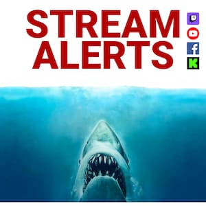 Shark Attack Stream Alerts, Jaws Overlays for Twitch YouTube, Kick and Facebook, Spooky Horror Animated Sound Alerts with Music, Shark Week