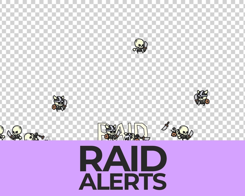 Tiny Skeletons Raid Alerts for Twitch Streamers, Chibi Cute Skull ...