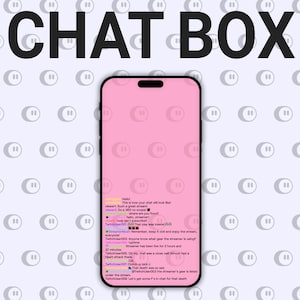 May include: A pink phone screen displaying a chat box with text messages. The text includes greetings, comments, and questions from viewers. The chat box is a common feature on live streaming platforms.