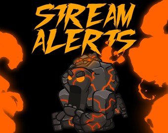 Lava Golem Stream Alerts for Twitch, Animated Fire Flame Element Overlay, Redeem Subscriber Cheer Raid Donation for Streamers & VTubers