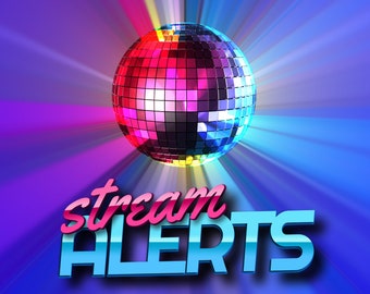 Disco Ball Stream Alerts for Twitch, Retro Lightweight Animated Overlays for YouTube Facebook and Kick, OBS and Streamlabs, 6 Sounds