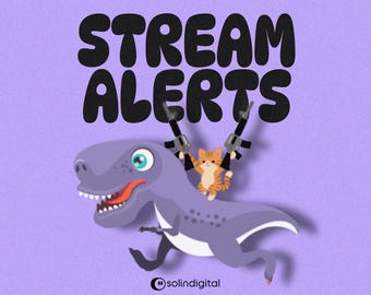Dino Cat Stream Alerts | Cat Riding Dinosaur Shooting Rifles Animation | Funny Twitch Kick YouTube Alert | Streamer & VTuber Overlay Asset