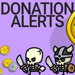 Kleine skeletten donatiewaarschuwingen, Chibi schattige schedel Kawaii grappige geluidstip-overlay voor Twitch, YouTube, Facebook en Kick Streamers & VTubers