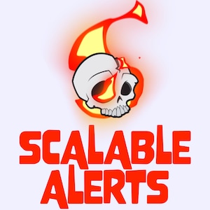 Burning Skull Scalable Alerts for Twitch, Animated Skeleton Halloween Cute Spooky Overlay Sound Assets for Streamers & VTubers