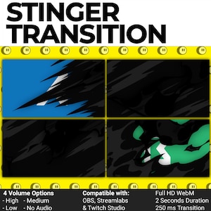 Fire Stinger Transition, Animated Twitch Overlays, Cute Twitch Transitions with Sound for Streamers, Black
