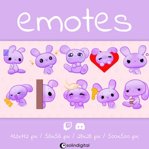 Niedliche Hasen Emotes, 10x, Kawaii Kaninchen Emotes für Twitch Streamer und Discord Server