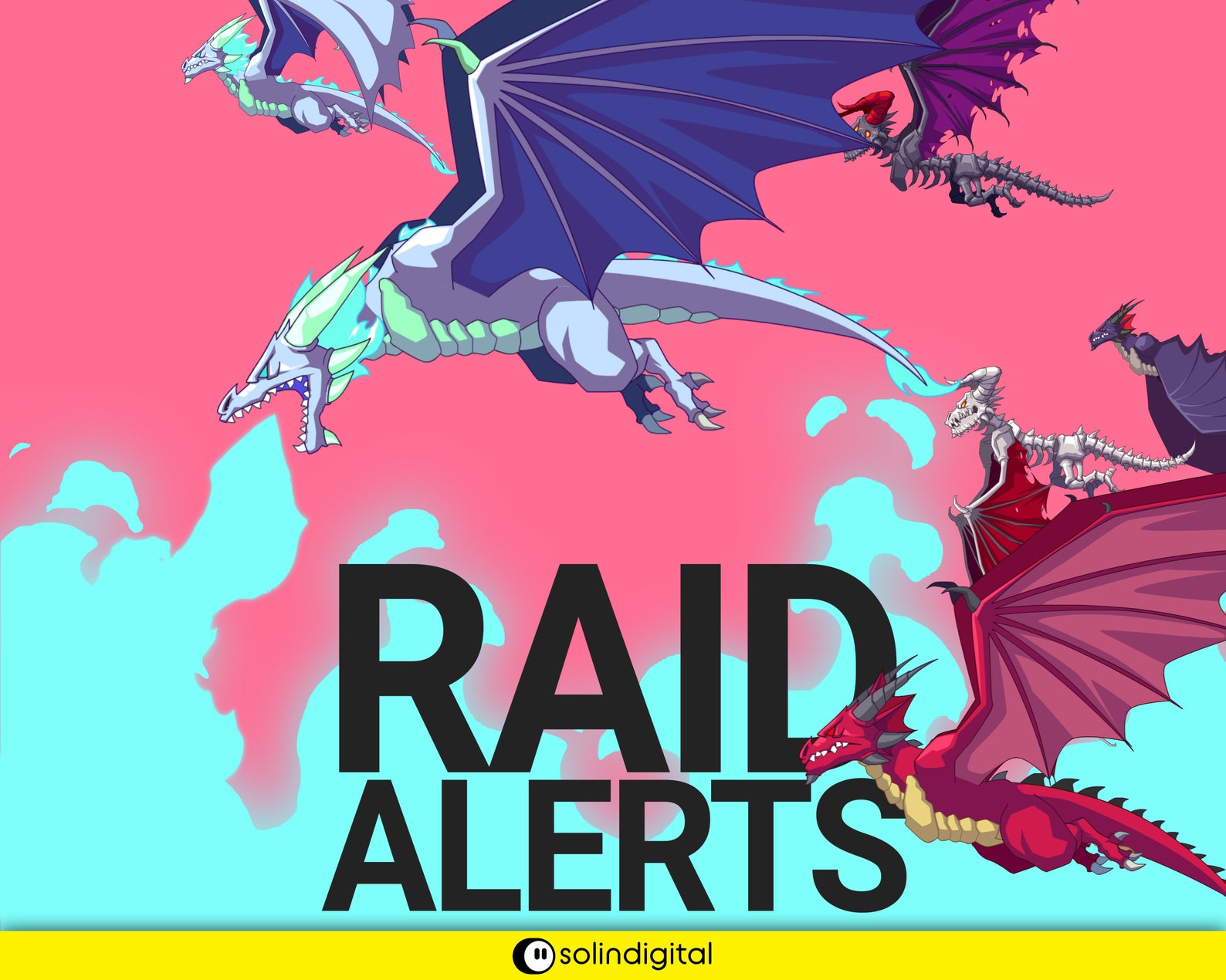 Dragon Raid Alerts for Twitch Streamers, Fire Drake Wyvern Flame Ice ...