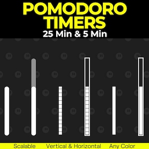 Pomodoro Timers for Stream, Loading Bar, 25 Minutes Work or Study & 5 Minutes Break, Change to Any Color, Twitch YouTube Facebook and Kick