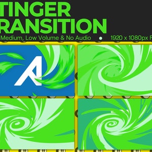 Transition Whirlwind Stinger, superpositions Twitch animées, transitions Twitch avec son pour streamers, vert