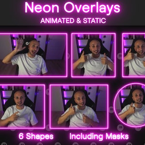 Neon Overlays, Animated and Static Camera Borders for Streaming, Cute Cyberpunk Webcam Frames for Twitch, YouTube, Facebook and Kick