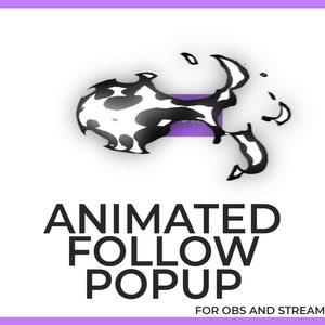 Può includere: Popup di follow animato per OBS e Streamlabs. L'immagine mostra un design astratto in bianco e nero con un rettangolo viola al centro.