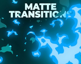 May include: A blue and white abstract design with the text "MATTE TRANSITIONS" in white.