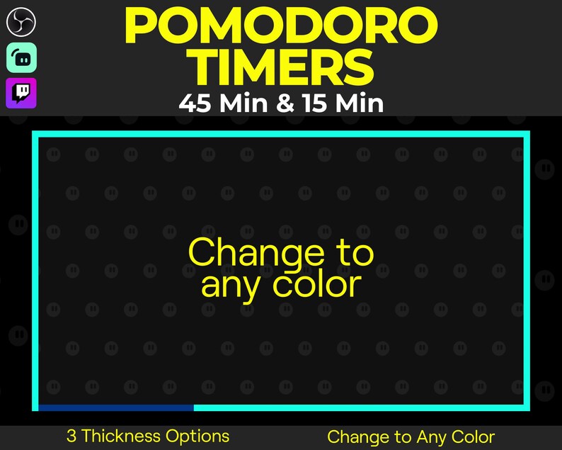 Timer Border Pomodoro Timers for Stream, Loading Border, 45 Minutes Work or Study ...