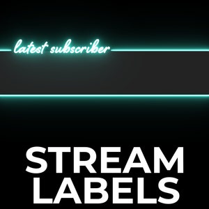 Animated Neon Stream Labels, Twitch Labels, Latest Follower Subscriber Tip Cheer, Top Gifter Donation Cheer, Twitch Overlays for Streamers
