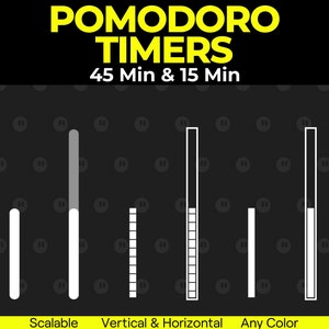 Pomodoro Timers for Stream, Loading Bar, 45 Minutes Work or Study & 15 Minutes Break, Change to Any Color, Twitch YouTube Facebook and Kick
