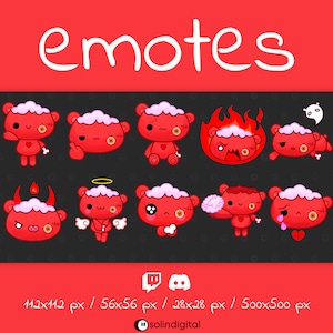 Zombie Teddy Bear Emotes, 10x Kawaii Cute Spooky Halloween Emotes For Twitch Streamers and Discord Servers