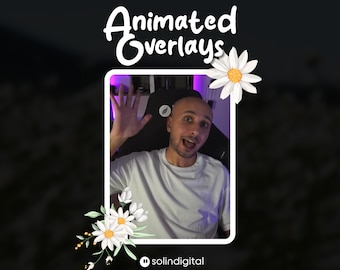 Daisy Camera Overlay | Animated & Static Floral Webcam Border | 6 Shapes and Roundness Options | OBS Streamlabs Overlay | VTuber Asset