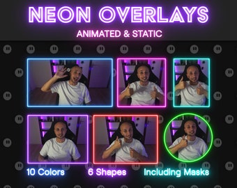 Neon Overlays, Animated and Static Camera Borders for Streaming, Cute Cyberpunk Webcam Frames for Twitch, YouTube, Facebook and Kick
