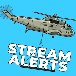 Helicopter Stream Alerts, Military Overlays for Twitch, YouTube, Facebook and Kick, Funny Meme Animated Designs for Streamers with Sound