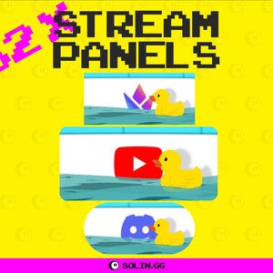 Rubber Duck Twitch Panels, Minimalist Cute Overlay Designs for Streamers & VTubers, 3 Variations