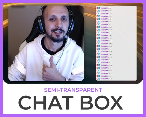 Twitch Minimal Chat Box, Scalable, Mix and Match Stream Overlays for OBS,  Semi-transparent, With Shadow 