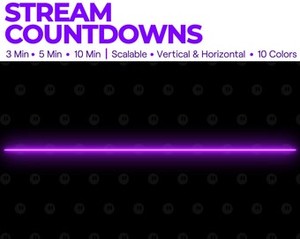 Saber Stream Countdowns, Loading Bar, Stream Starting Timer, 3 5 10 Minutes, 10 Colors, Vertical and Horizontal